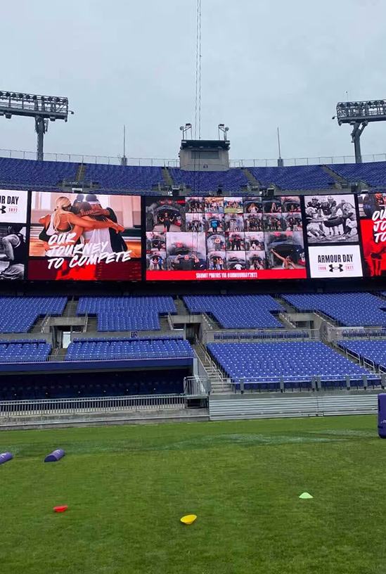 Stadium jumbotron social wall display
